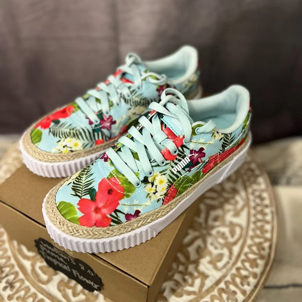 Puma Woman’s Carina Espadrille Platform Tropical Flowers | Sz 8 - Picture 2 of 11
